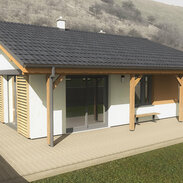 vizualizácia rodinného domu typu bungalow s terasou